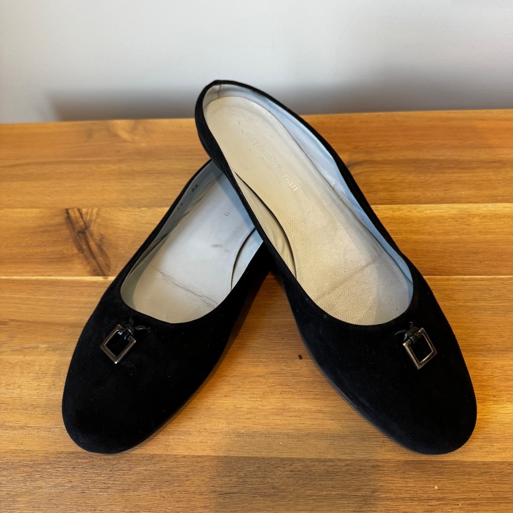 Stephane Kelian Paris Women 9 UK 6.5 Black Suede Slip On Mule Flats Designer